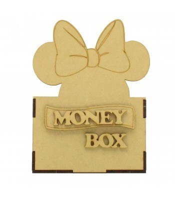 Laser Cut Small Money Box -  Girl Mouse Head with Bow Design